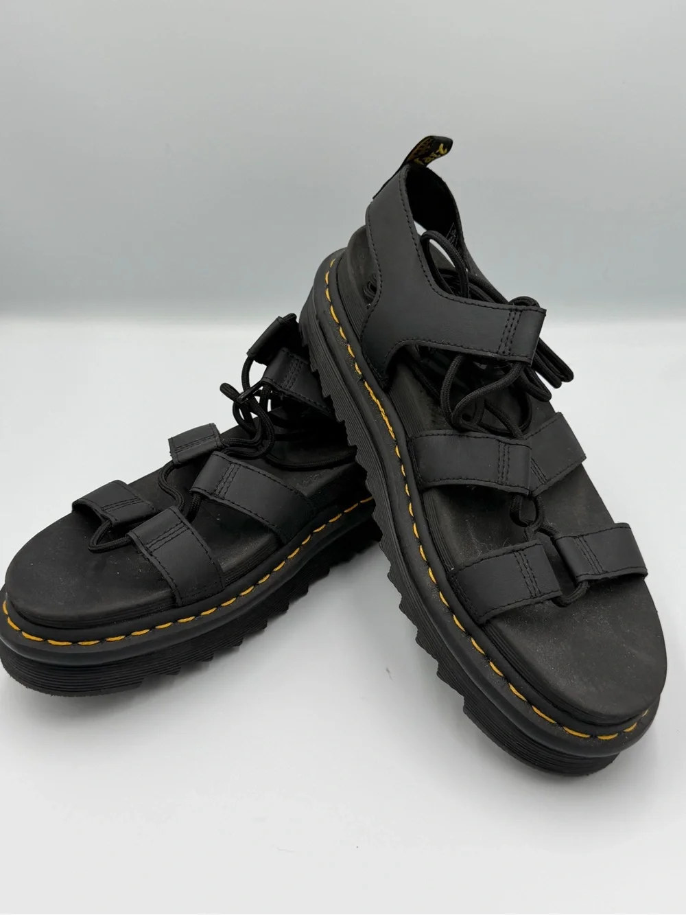 Dr Martens Leather Nartilla Chunky Platform Sole Lace Up Gladiator Sandal 10
